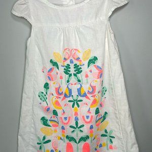 Gymboree Girls Short Sleeve Bird and Tree Patterned White Dress- Size 2T